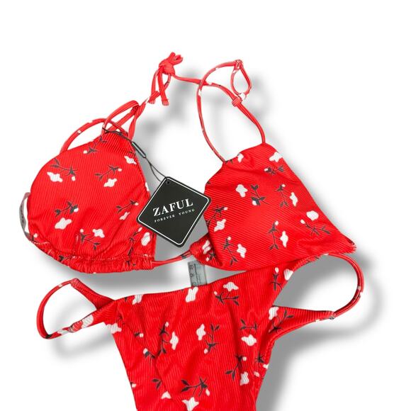ZAFUL Bikini Sz 4 Womens Ditsy Floral Cheeky Brazilian 2 Pc Swim Bathing Suit - Picture 11 of 13